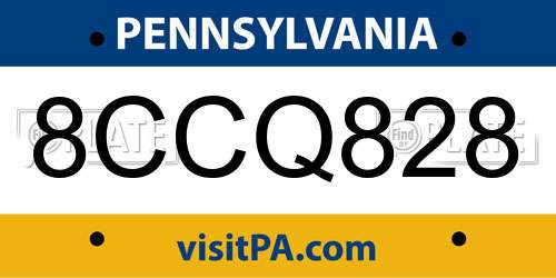 8CCQ828 Pennsylvania License Plate
