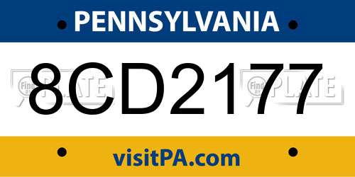 8CD2177 Pennsylvania License Plate