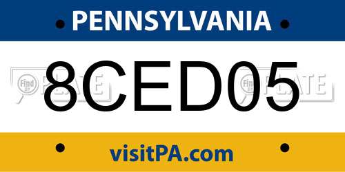 8CED05 Pennsylvania License Plate