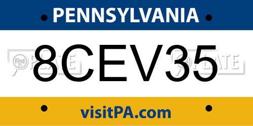8CEV35 Pennsylvania License Plate