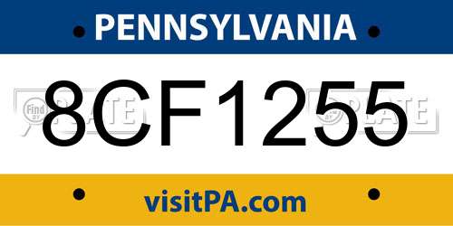 8CF1255 Pennsylvania License Plate