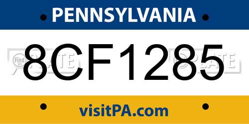 8CF1285 Pennsylvania License Plate