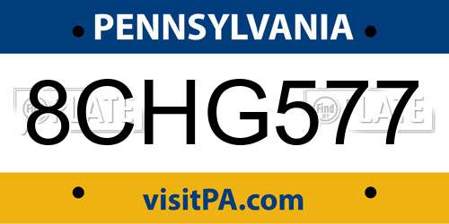 8CHG577 Pennsylvania License Plate