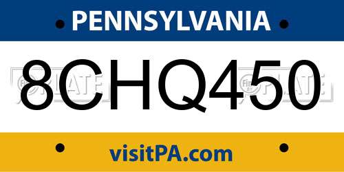 8CHQ450 Pennsylvania License Plate