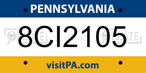 8CI2105 Pennsylvania License Plate