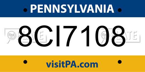 8CI7108 Pennsylvania License Plate