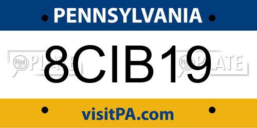 8CIB19 Pennsylvania License Plate
