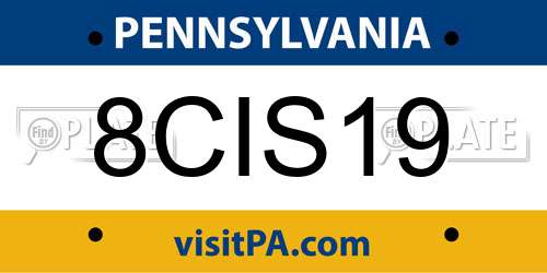 8CIS19 Pennsylvania License Plate