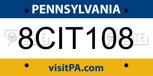8CIT108 Pennsylvania License Plate