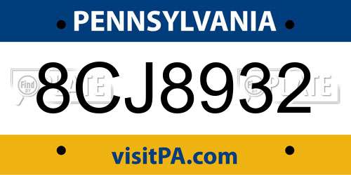 8CJ8932 Pennsylvania License Plate