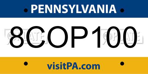 8COP100 Pennsylvania License Plate
