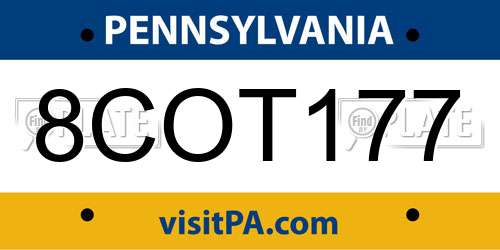 8COT177 Pennsylvania License Plate