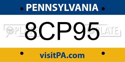 8CP95 Pennsylvania License Plate