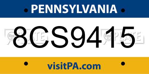 8CS9415 Pennsylvania License Plate