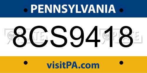 8CS9418 Pennsylvania License Plate