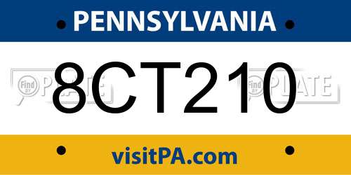 8CT210 Pennsylvania License Plate
