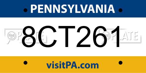 8CT261 Pennsylvania License Plate