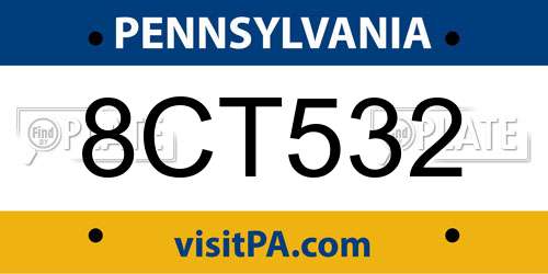 8CT532 Pennsylvania License Plate