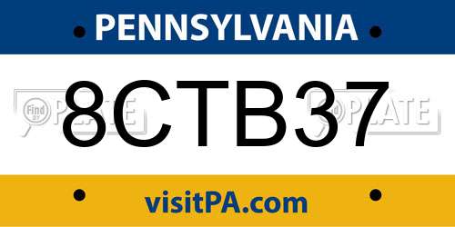 8CTB37 Pennsylvania License Plate