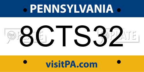 8CTS32 Pennsylvania License Plate