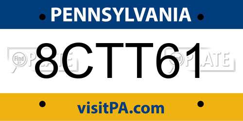 8CTT61 Pennsylvania License Plate