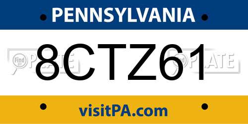 8CTZ61 Pennsylvania License Plate