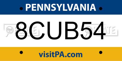 8CUB54 Pennsylvania License Plate