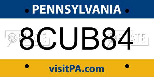 8CUB84 Pennsylvania License Plate