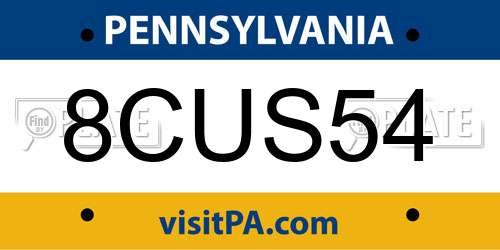8CUS54 Pennsylvania License Plate