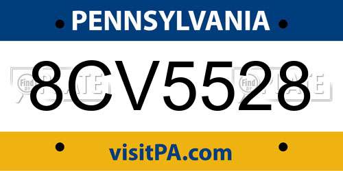 8CV5528 Pennsylvania License Plate