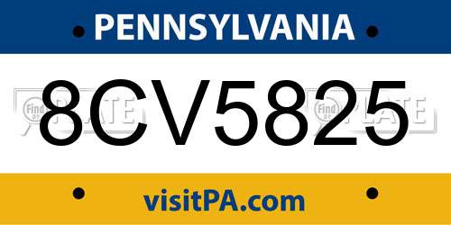 8CV5825 Pennsylvania License Plate