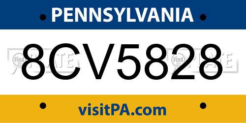 8CV5828 Pennsylvania License Plate