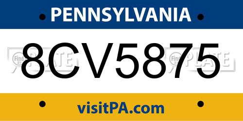 8CV5875 Pennsylvania License Plate