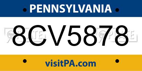 8CV5878 Pennsylvania License Plate