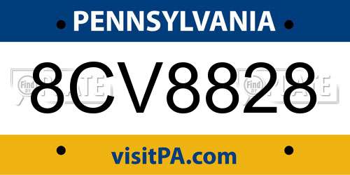 8CV8828 Pennsylvania License Plate