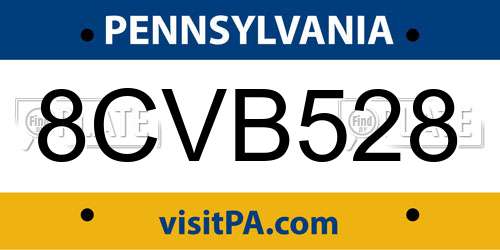 8CVB528 Pennsylvania License Plate