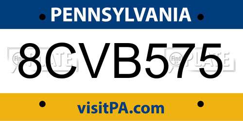 8CVB575 Pennsylvania License Plate