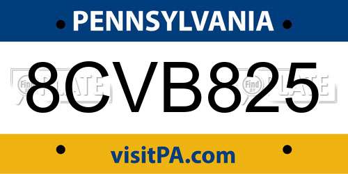 8CVB825 Pennsylvania License Plate
