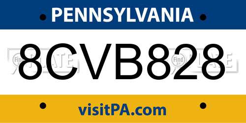 8CVB828 Pennsylvania License Plate