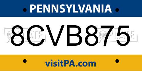 8CVB875 Pennsylvania License Plate