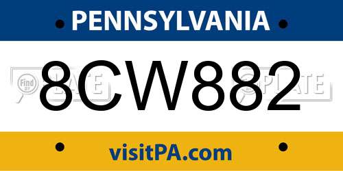 8CW882 Pennsylvania License Plate
