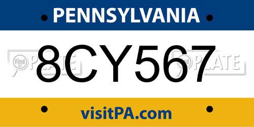 8CY567 Pennsylvania License Plate