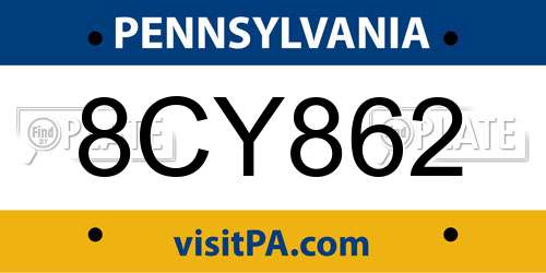 8CY862 Pennsylvania License Plate