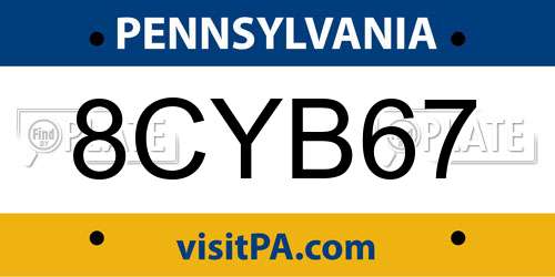 8CYB67 Pennsylvania License Plate