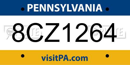 8CZ1264 Pennsylvania License Plate