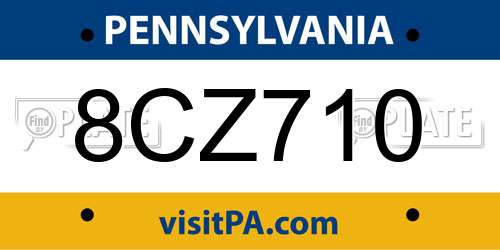 8CZ710 Pennsylvania License Plate