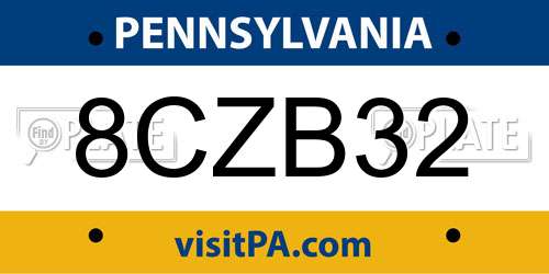 8CZB32 Pennsylvania License Plate