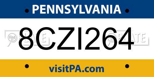 8CZI264 Pennsylvania License Plate