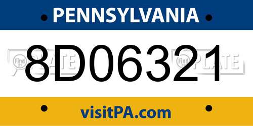 8D06321 Pennsylvania License Plate