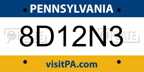 8D12N3 Pennsylvania License Plate